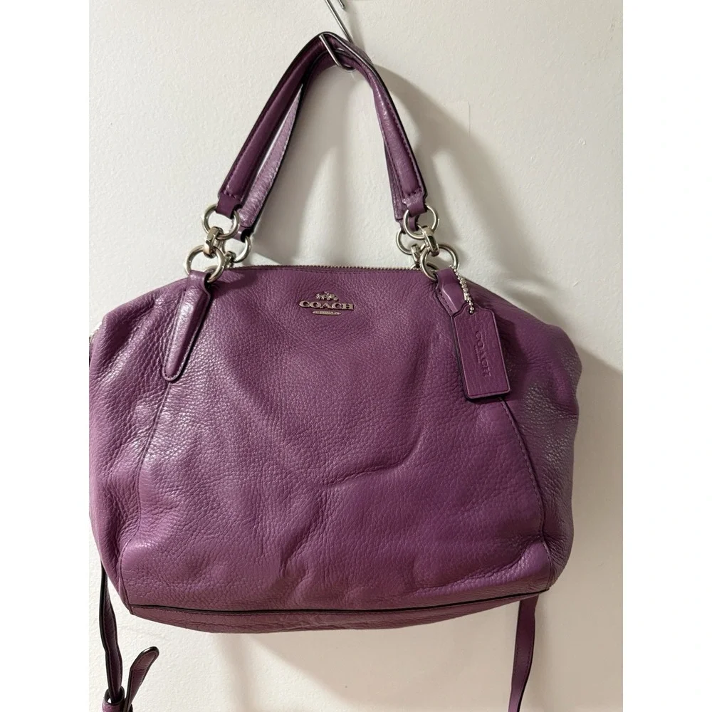 COACH Kelsey Purple  Crossbody Satchel Luxury‎ Designer Pebbled Leather 38675